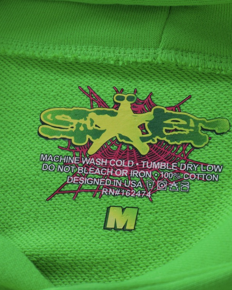 Sp5der 555 Neon Green Hoodie